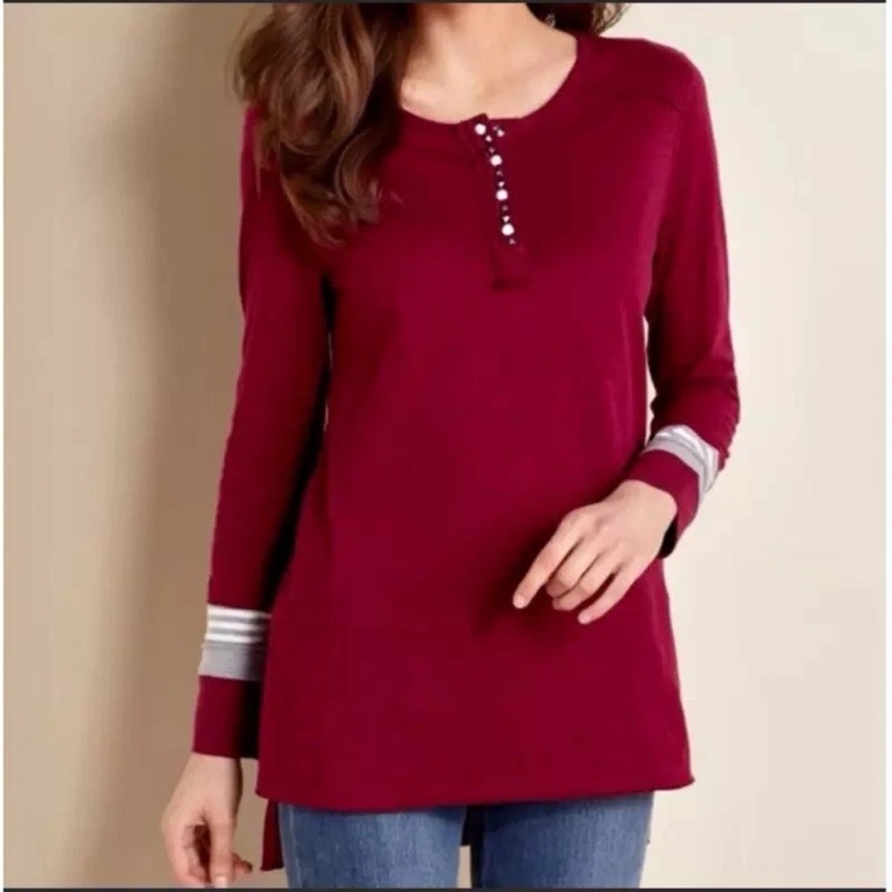Soft Surroundings NWT Long Sleeve Henley Oversized XS